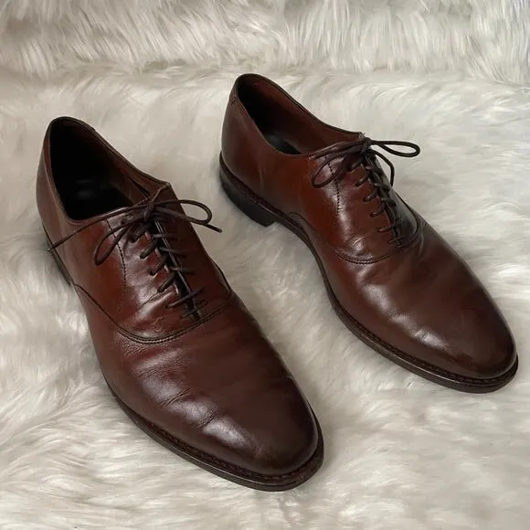Allen Edmonds Carlyle Oxford Leather Plain Toe Dress Shoes Mens Size 10 E Brown