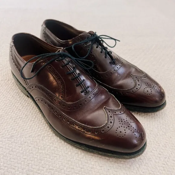 Allen Edmonds Chester Burgundy Leather Wingtip Oxford Lace Up Dress Shoes