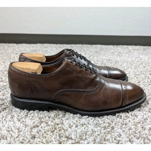 Allen Edmonds Fifth Avenue Leather Cap Toe Oxford Dress Shoes Men's 9 D Brown