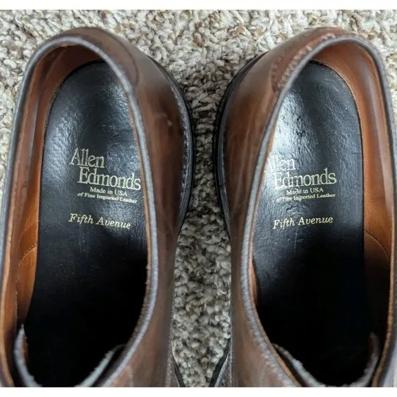 Allen Edmonds Fifth Avenue Leather Cap Toe Oxford Dress Shoes Men's 9 D Brown