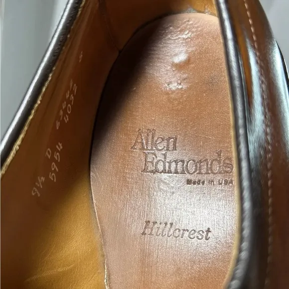 Allen Edmonds Hillcrest Brown Leather‎ Derby Dress Shoes US Size 9 1/2 D