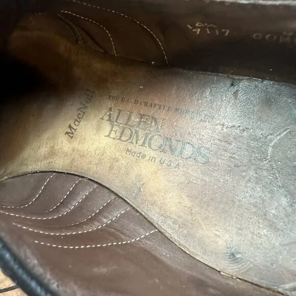 Allen Edmonds MacNeil 9107 Black Leather Wingtip Oxford Dress Shoes Men 10.5C
