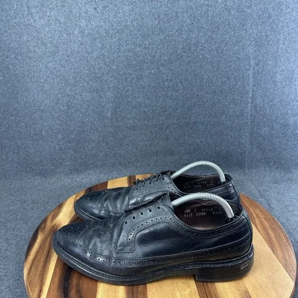 Allen Edmonds MacNeil 9107 Black Leather Wingtip Oxford Dress Shoes Men 10.5C