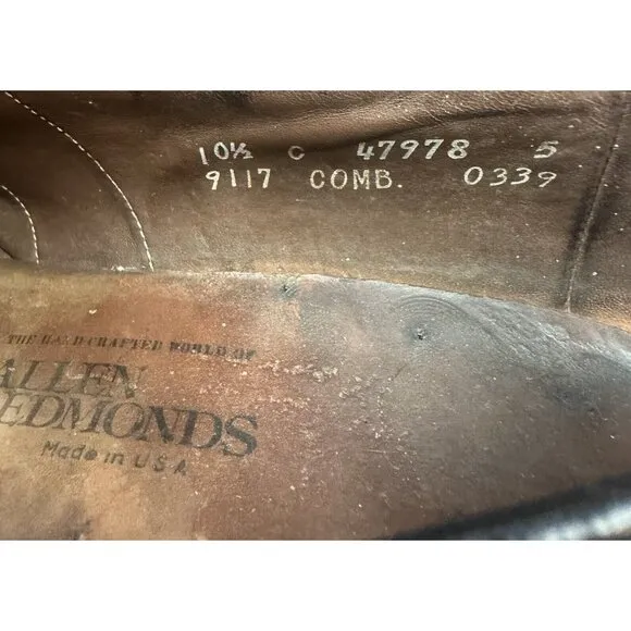Allen Edmonds MacNeil 9107 Black Leather Wingtip Oxford Dress Shoes Men 10.5C