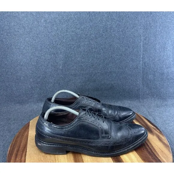 Allen Edmonds MacNeil 9107 Black Leather Wingtip Oxford Dress Shoes Men 10.5C