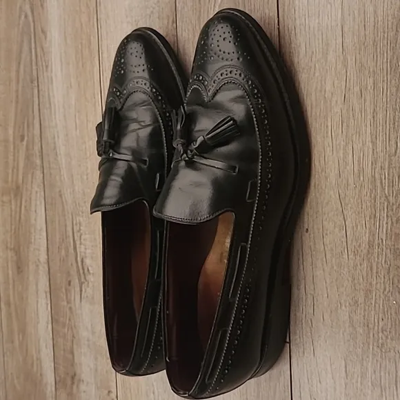 ALLEN EDMONDS Manchester‎ Black Leather Sz 10.5 C Tassel Loafers Dress Shoes