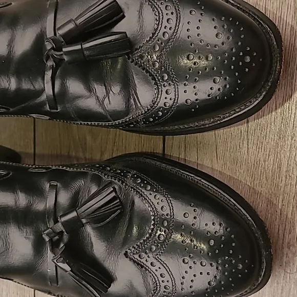 ALLEN EDMONDS Manchester‎ Black Leather Sz 10.5 C Tassel Loafers Dress Shoes