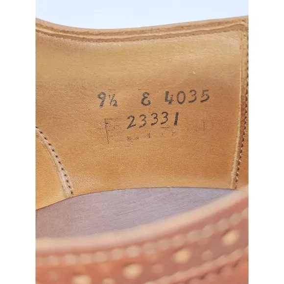 Allen Edmonds McTavish Oxford Wingtip Brown Leather Shoes US Men's 9.5