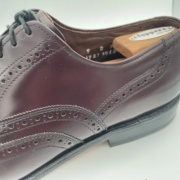 Allen Edmonds‎ Mens Burgundy Leather Brogue Wingtip Oxford Shoe Chester Sz 9 D