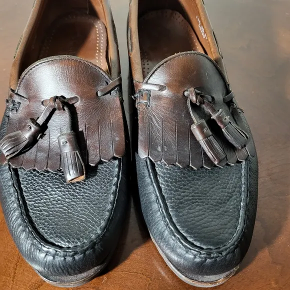 Allen Edmonds Nashua 11.5 Men's Leather Tassel Loafers Black and Brown Shoes