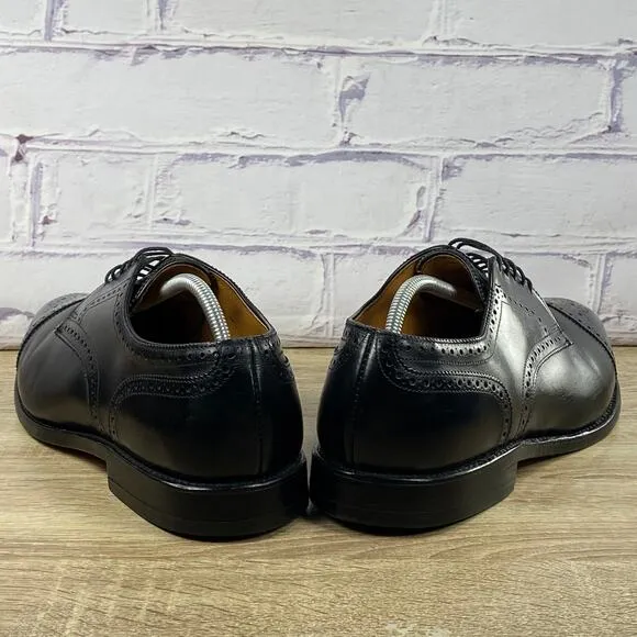 Allen Edmonds Sanford Black Cap Toe Dress Shoes Men's 10.5 EEE Wide Brogue Derby