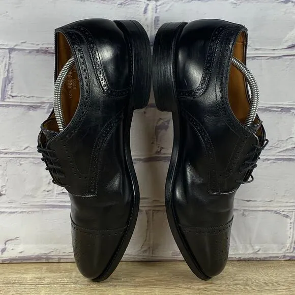 Allen Edmonds Sanford Black Cap Toe Dress Shoes Men's 10.5 EEE Wide Brogue Derby