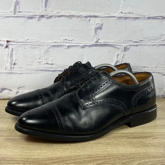 Allen Edmonds Sanford Black Cap Toe Dress Shoes Men's 10.5 EEE Wide Brogue Derby