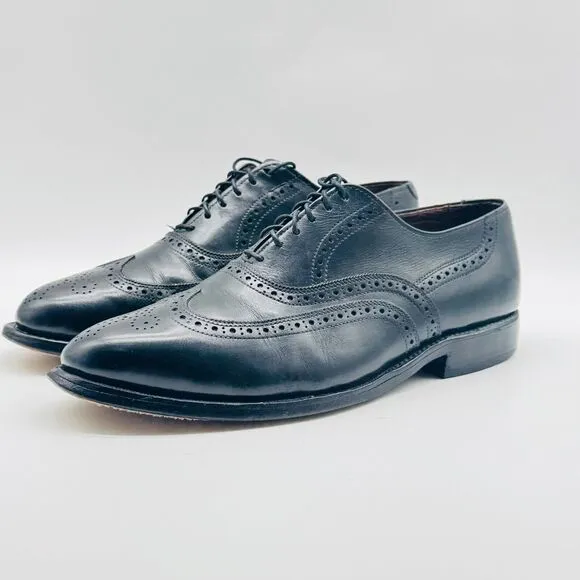 Allen Edmonds Shoes Mens 7.5 E Chester Black Leather Wingtip Oxford Dress