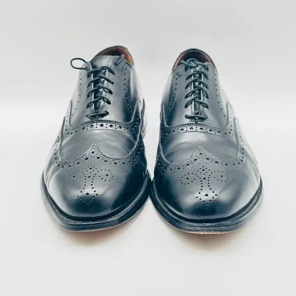 Allen Edmonds Shoes Mens 7.5 E Chester Black Leather Wingtip Oxford Dress