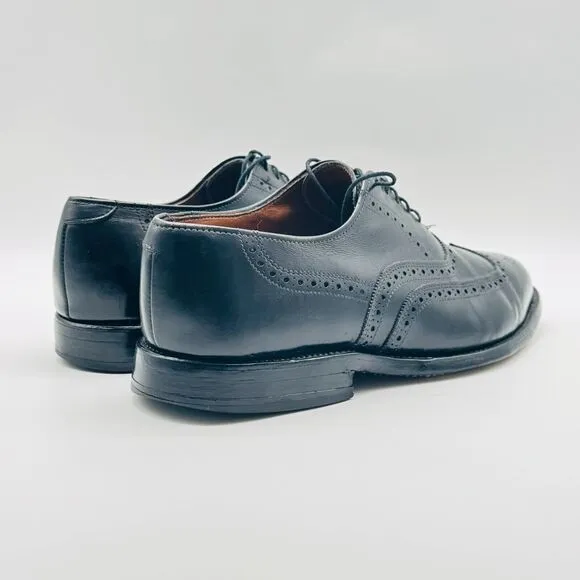 Allen Edmonds Shoes Mens 7.5 E Chester Black Leather Wingtip Oxford Dress
