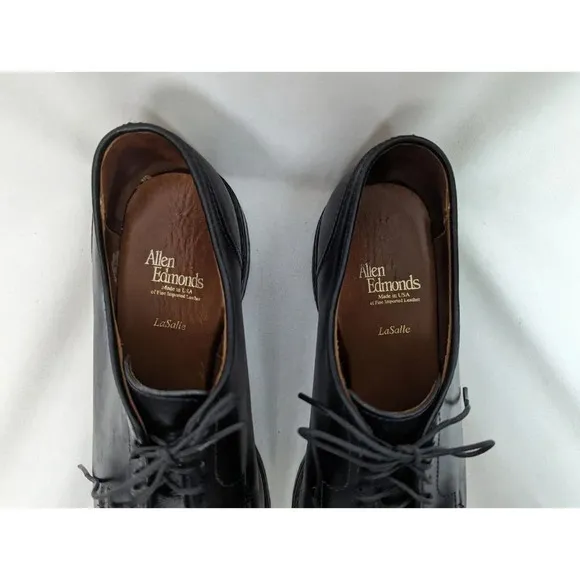 Allen Edmonds sz. 7.5 D LASALLE Split-Toe Oxfords Black Mens Dress Shoes Classic