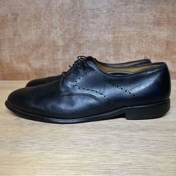 Allen Edmonds Troy Men Size 14 D Dress Shoes Black Leather Brogue Oxford Captoe