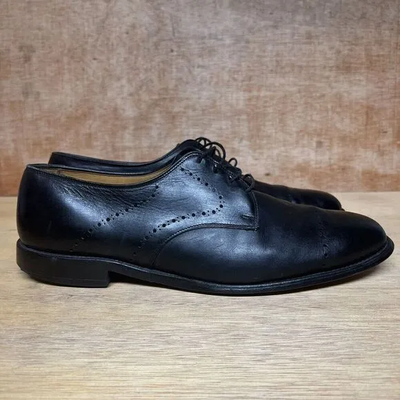 Allen Edmonds Troy Men Size 14 D Dress Shoes Black Leather Brogue Oxford Captoe