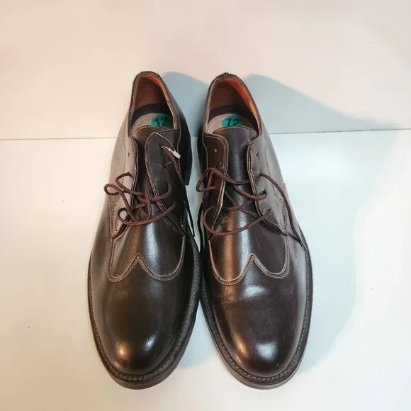 Allen Solly Brogues Wing Tip Brown Leather Made In Mexico Dress Shoes Size 12M
