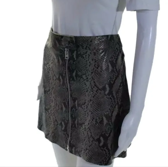 Allsaints Lena Oba lamb leather mini skirt 8