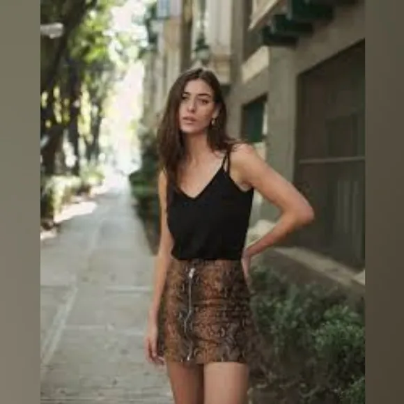 Allsaints Lena Oba lamb leather mini skirt 8
