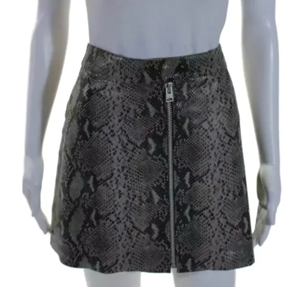 Allsaints Lena Oba lamb leather mini skirt 8