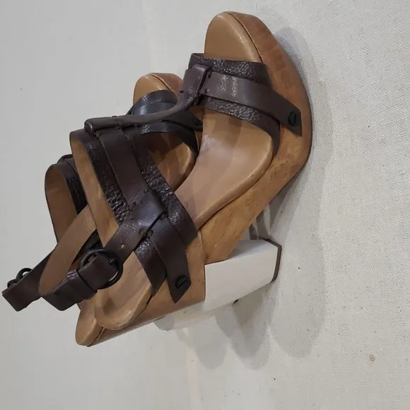 AllSaints Spitalfields Leather T-strap Platform Sandals Womens 37 Boho Hippie