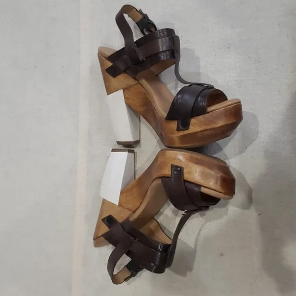 AllSaints Spitalfields Leather T-strap Platform Sandals Womens 37 Boho Hippie