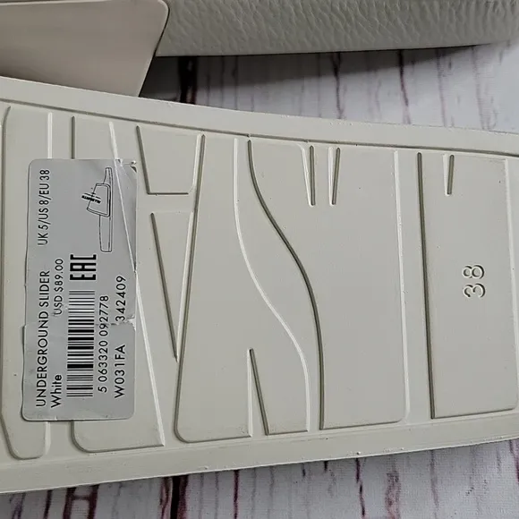 AllSaints White Underground Slide Sandals Size 8 NWT