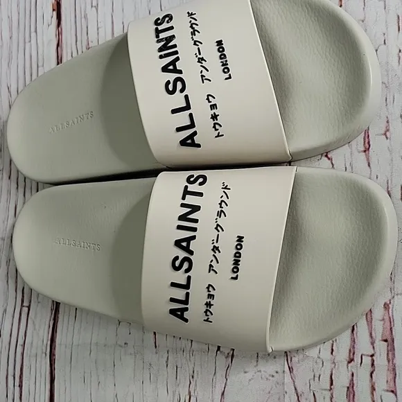 AllSaints White Underground Slide Sandals Size 8 NWT