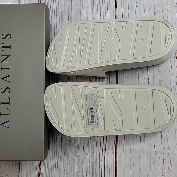 AllSaints White Underground Slide Sandals Size 8 NWT