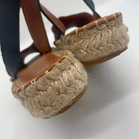 Alohas Ibiza Espadrille Platform Sandals Womens Sz 37/US 6.5 Black Leather Spain