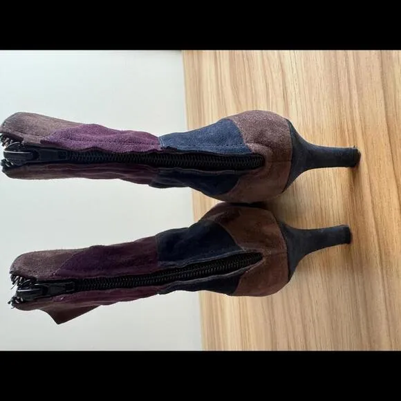 AMALFI By Rangoni PADOVA  Color-Block Navy/Eggplant/Aubergine Cashmere Boots