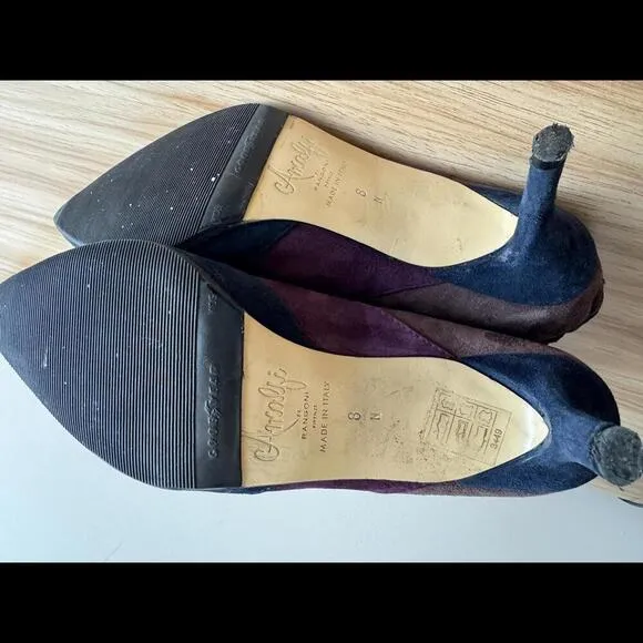 AMALFI By Rangoni PADOVA  Color-Block Navy/Eggplant/Aubergine Cashmere Boots