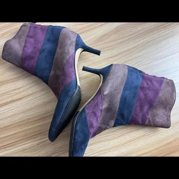 AMALFI By Rangoni PADOVA  Color-Block Navy/Eggplant/Aubergine Cashmere Boots