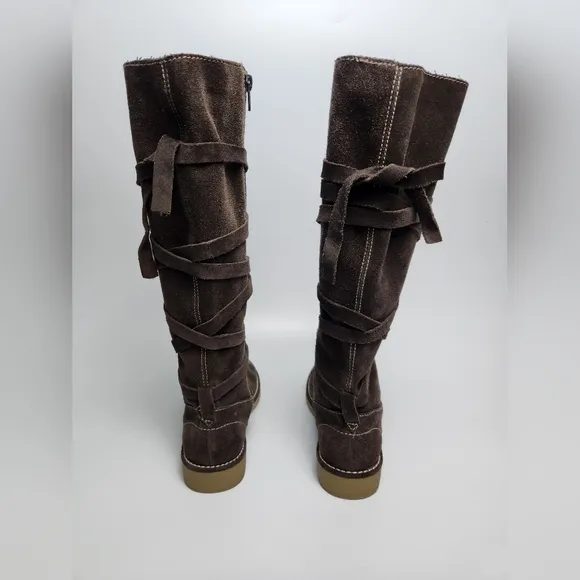 Amanda Smith Durango Western Cowgirl Brown Suede Zip Calf High Boots Sz 7.5 Fall