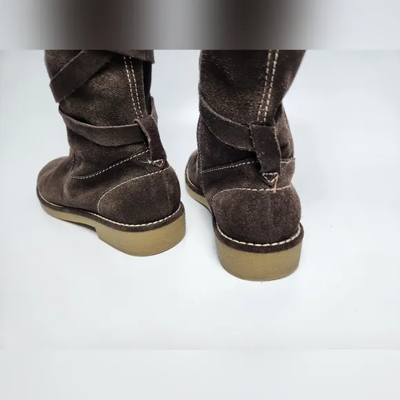 Amanda Smith Durango Western Cowgirl Brown Suede Zip Calf High Boots Sz 7.5 Fall