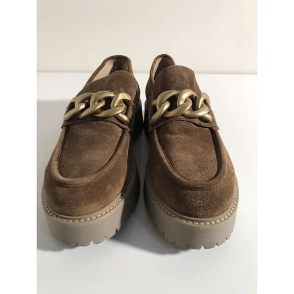 Amazing Women's 7.5 Shoes Nero Giardini Loafers Casual with Chain Leather‎ Malt