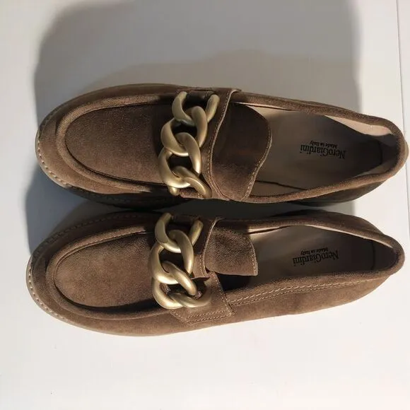 Amazing Women's 7.5 Shoes Nero Giardini Loafers Casual with Chain Leather‎ Malt