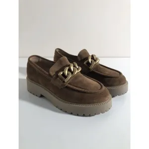 Amazing Women's 7.5 Shoes Nero Giardini Loafers Casual with Chain Leather‎ Malt