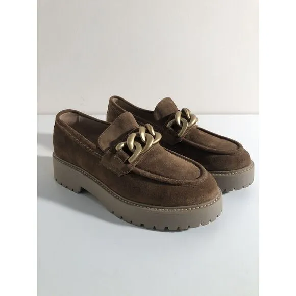 Amazing Women's 7.5 Shoes Nero Giardini Loafers Casual with Chain Leather‎ Malt