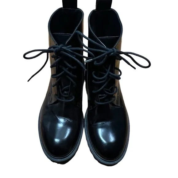 &amp; Other Stories Black Lace Up Leather Boots Size 37 US 7