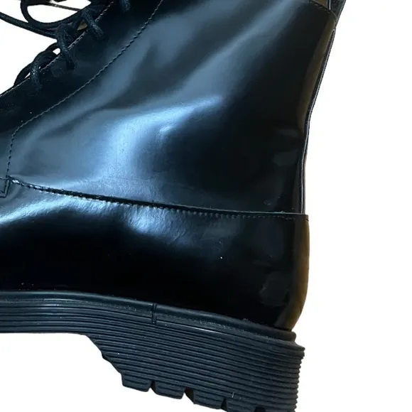&amp; Other Stories Black Lace Up Leather Boots Size 37 US 7