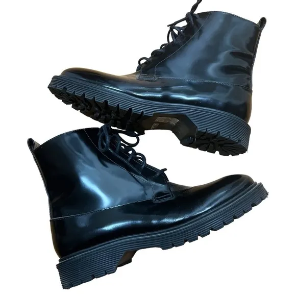 &amp; Other Stories Black Lace Up Leather Boots Size 37 US 7