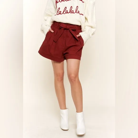And The Why Ribbon Belt Basic Shorts