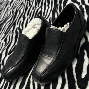 Angela Falconi Moda Italy Boys Black Leather Slip On Loafers Dres Shoes Size 6