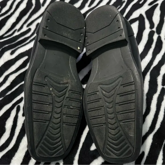 Angela Falconi Moda Italy Boys Black Leather Slip On Loafers Dres Shoes Size 6