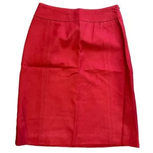 ANN TAYLOR Blue Label Wool Lined Red Cherry Pencil Skirt Women’s Size 8