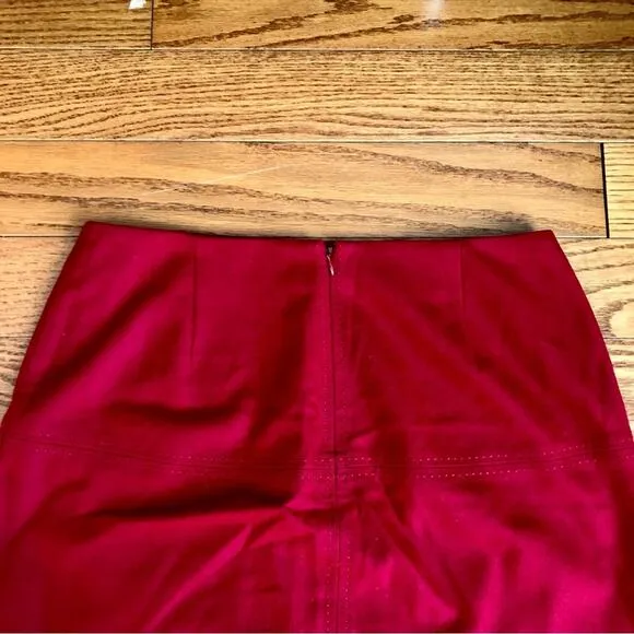 ANN TAYLOR Blue Label Wool Lined Red Cherry Pencil Skirt Women’s Size 8